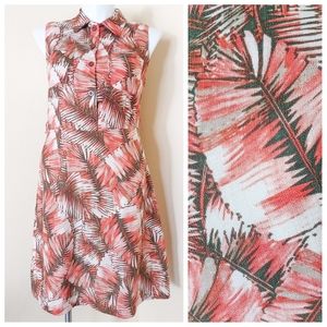 Shelby & Palmer Tropical Orange Palm Leaves Sleeveless Vacation Summer Dress